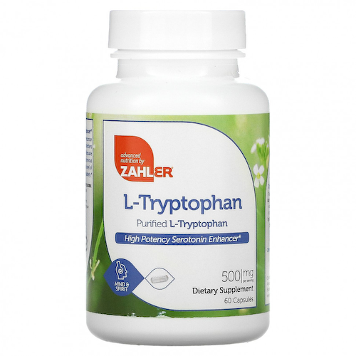 Zahler, L-триптофан, очищенный L-триптофан, 500 мг, 60 капсул #1