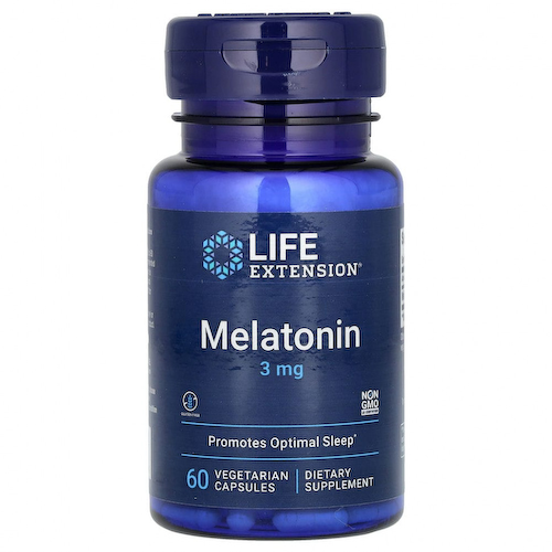 Life Extension, Мелатонин, 3 мг, 60 вегетарианских капсул #1