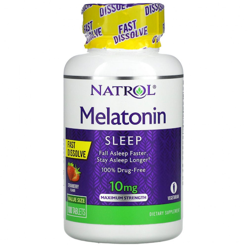 Natrol, Мелатонин, быстро растворяющийся, максимальная эффективность, клубника, 10 мг, 100 таблеток #1