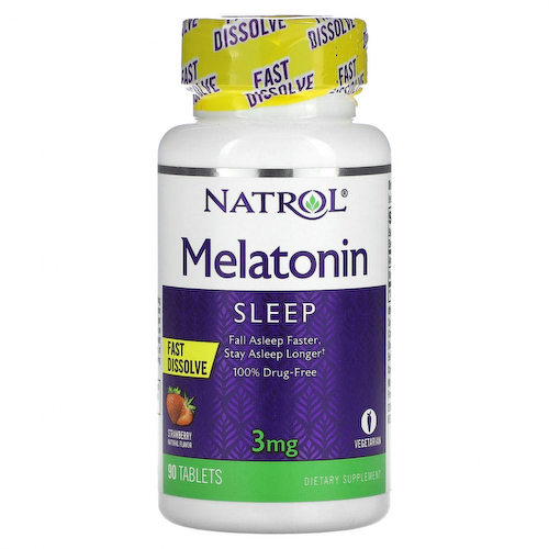 Natrol, Мелатонин, быстрорастворимые, клубника, 3 мг, 90 таблеток #1