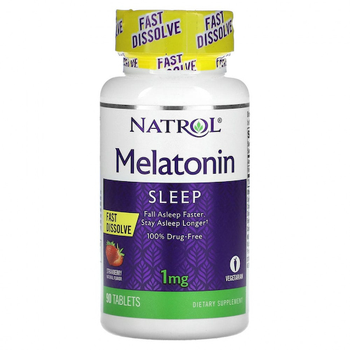 Natrol, Мелатонин, быстрорастворимый, клубника, 1 мг, 90 таблеток #1