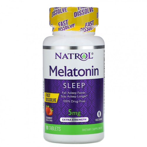 Natrol, Мелатонин, быстрорастворимый, клубника, 5 мг, 90 таблеток #1