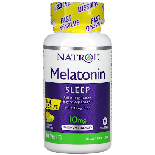 Natrol, Мелатонин, быстрорастворимый, максимальная эффективность, цитрусовые, 10 мг, 60 таблеток #1