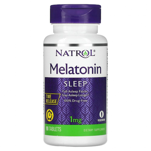 Natrol, Мелатонин, медленное высвобождение, 1 мг, 90 таблеток #1