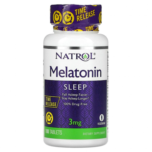 Natrol, Мелатонин, медленное высвобождение, 3 мг, 100 таблеток #1