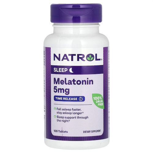 Natrol, Мелатонин, медленное высвобождение, с повышенной силой действия, 5 мг, 100 таблеток #1