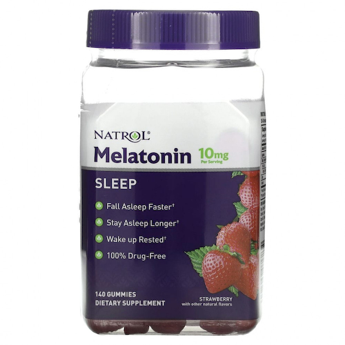 Natrol, Мелатонин, со вкусом клубники, 5 мг, 140 жевательных мармеладок #1