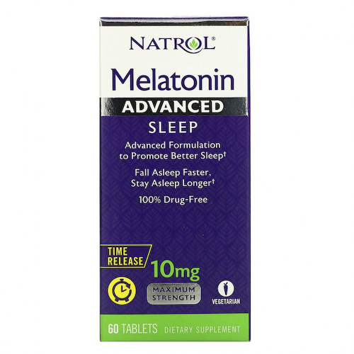 Natrol, мелатонин, улучшенный сон, медленное высвобождение, 10 мг, 60 таблеток #1