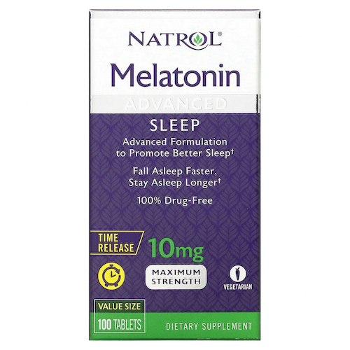 Natrol, Мелатонин, улучшенный сон, медленное высвобождение, 10 мг, 100 таблеток #1