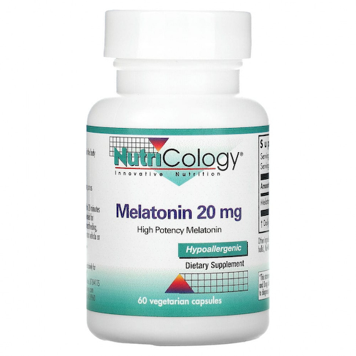Nutricology, Мелатонин, 20 мг, 60 вегетарианских капсул #1