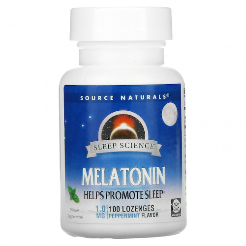 Source Naturals, Мелатонин, мята, 1 мг, 100 пастилок #1