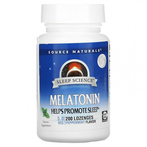 Source Naturals, Мелатонин, мята, 5 мг, 200 пастилок #1