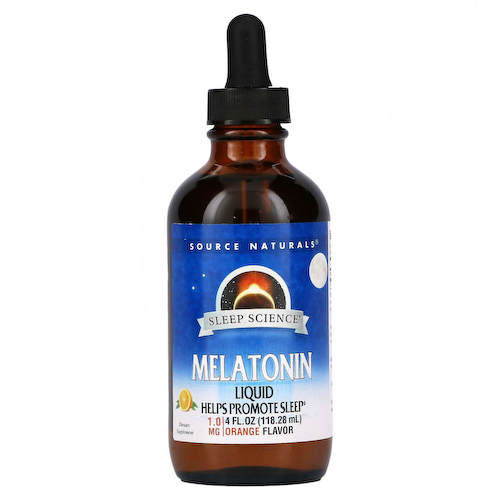 Source Naturals, Мелатонин, сублингвальная жидкость, натуральный ароматизатор со вкусом апельсина, 118,28 мл (4 жидких унции) #1