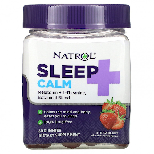 Natrol, Sleep + Calm, клубника, 60 жевательных таблеток #1