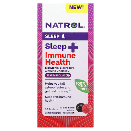 Natrol, Sleep + Immune Health, ягодная смесь, 60 таблеток #1