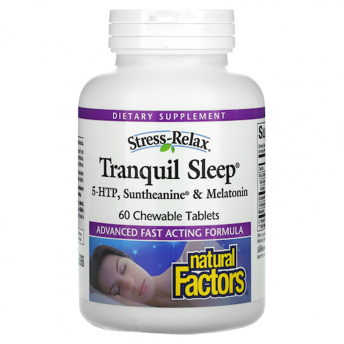 Natural Factors, Stress-Relax, Tranquil Sleep, добавка для здорового сна, 60 жевательных таблеток #1