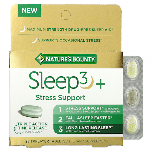 Nature's Bounty, Sleep3 +, поддержка при стрессе, 28 трехслойных таблеток #1