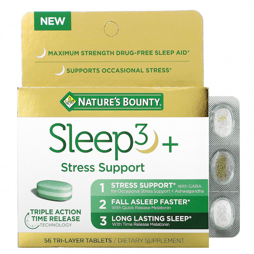 Nature's Bounty, Sleep3 +, средство для снятия стресса, 56 трехслойных таблеток #1