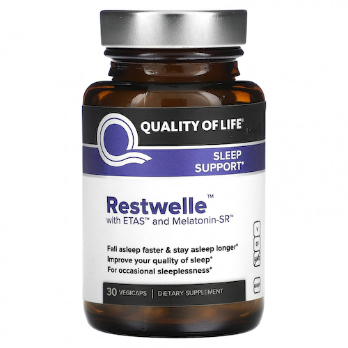 Quality of Life Labs, Restwelle с ETAS и мелатонином-SR, 30 растительных капсул #1