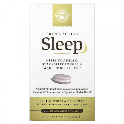 Solgar, Sleep, тройного действия, 30 трехслойных таблеток #1