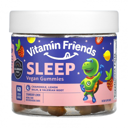 Vitamin Friends, Веганские жевательные мармеладки для сна, клубника и лимон, 60 жевательных таблеток с пектином #1