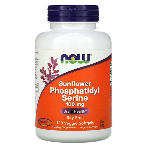 NOW Foods, подсолнечный фосфатидилсерин, 100 мг, 120 вегетарианских капсул #1