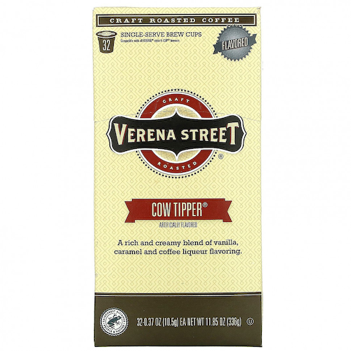 Verena Street, Cow Tipper, ароматизированный, обжаренный кофе, 32 порционные чашки, 10,5 г (0,37 унции) каждая #1