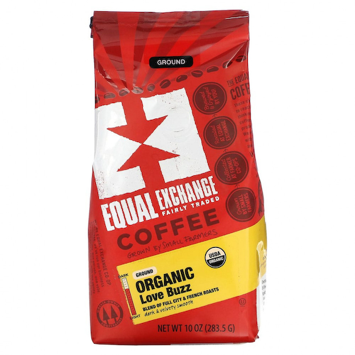 Equal Exchange, Органический кофе, Love Buzz, молотый, французская обжарка, 283,5 г (10 унций) #1