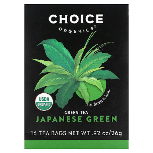 Choice Organic Teas, Green Tea, японский зеленый чай, 16 чайных пакетиков, 26 г (0,92 унции) #1