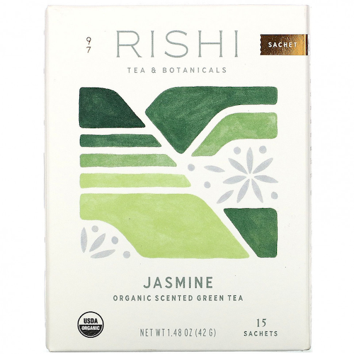 Rishi Tea, Органический ароматизированный зеленый чай, жасмин, 15 пакетиков, 1,48 унции (42 г) #1