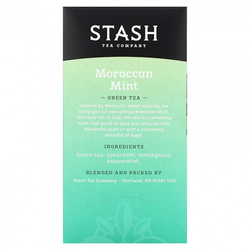 Stash Tea, зеленый чай, марокканская мята, 20 чайных пакетиков, 26 г (0,9 унции) #1