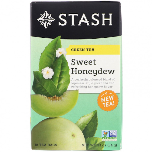 Stash Tea, Зеленый чай, сладкая мускатная дыня, 18 чайных пакетиков, 34 г #1