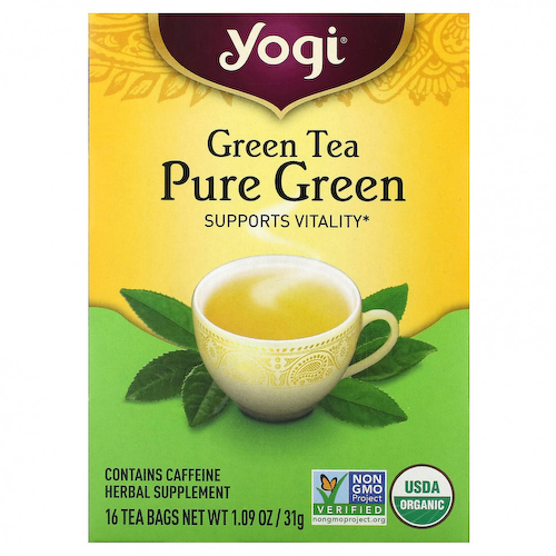 Yogi Tea, Зеленый чай «Чистый зеленый», 16 пакетиков, 1,09 унции (31 г) #1
