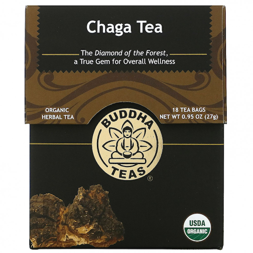 Buddha Teas, Органический травяной чай, гриб чага, 18 чайных пакетиков, 27 г (0,95 унции) #1