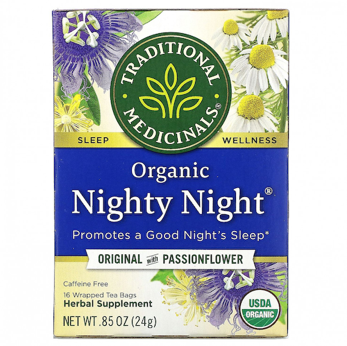 Traditional Medicinals, Nighty Night, органический, фирменный чай с пассифлорой, без кофеина, 16 чайных пакетиков, 24 г (0,85 унции) #1