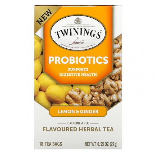 Twinings, Травяной чай со вкусом пробиотиков, лимон и имбирь, без кофеина, 18 чайных пакетиков, 0,95 унции (27 г) #1