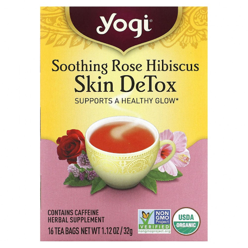 Yogi Tea, Skin DeTox, успокаивающий чай с розой и гибискусом, 16 чайных пакетиков, 32 г (1,12 унции) #1