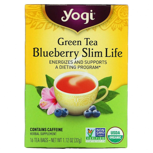 Yogi Tea, Slim Life, зеленый чай с черникой, 16 чайных пакетиков, 32 г (1,12 унции) #1