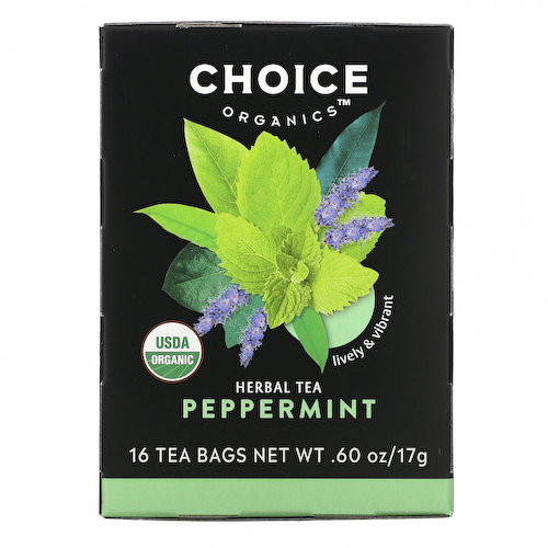 Choice Organic Teas, Herbal Tea, перечная мята, 16 чайных пакетиков, 17 г (0,60 унции) #1
