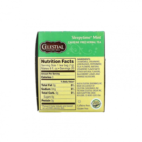 Celestial Seasonings, травяной чай, убаюкивающая мята, без кофеина, 20 чайных пакетиков, 29 г (1,0 унции) #1