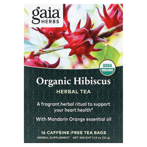 Gaia Herbs, Органический травяной чай из гибискуса, без кофеина, 16 чайных пакетиков, 32 г (1,13 унции) #1