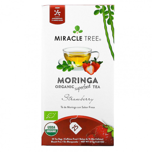 Miracle Tree, Moringa Organic Superfood Tea, клубника, без кофеина, 25 чайных пакетиков, 37,5 г (1,32 унции) #1