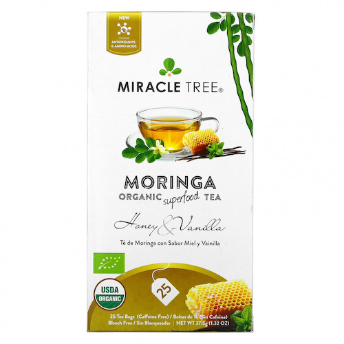 Miracle Tree, Moringa Organic Superfood Tea, мед и ваниль, без кофеина, 25 чайных пакетиков, 37,5 г (1,32 унции) #1