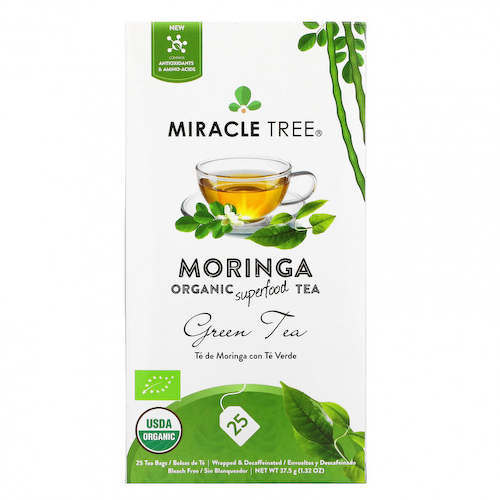 Miracle Tree, Moringa Organic Superfood Tea, зеленый чай, без кофеина, 25 чайных пакетиков, 37,5 г (1,32 унции) #1
