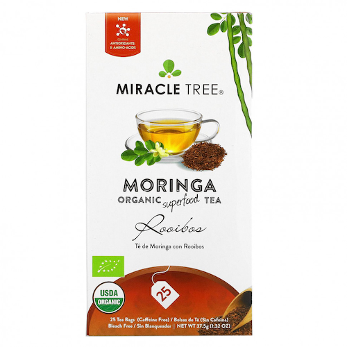 Miracle Tree, Moringa Organic Superfood Tea, ройбуш, без кофеина, 25 чайных пакетиков, 37,5 г (1,32 унции) #1