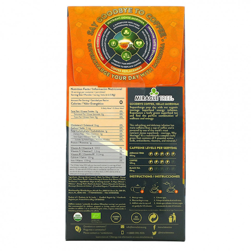 Miracle Tree, Organic Moringa Superfood Energy Infusion, чай из органической моринги с апельсином и маракуйей, 16 пакетиков, 28,8 г (1,01 унции) #1