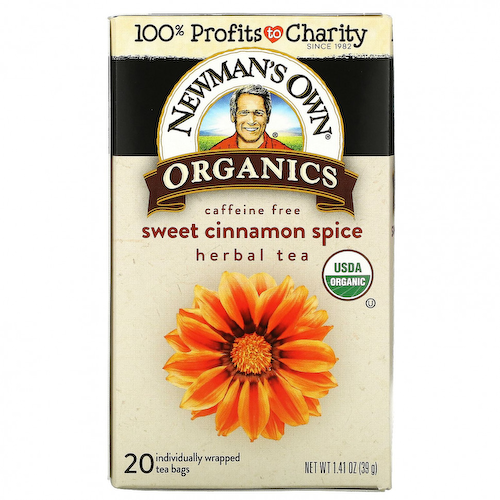 Newman's Own Organics, Без кофеина, травяной чай, сладкая корица, 20 чайных пакетиков, 39 г (1,41 унции) #1