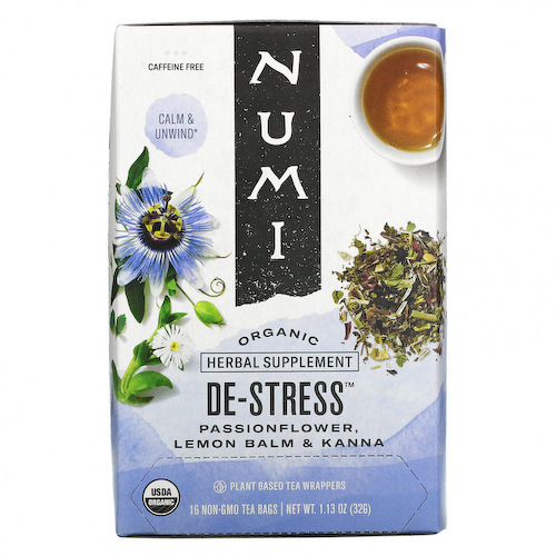 Numi Tea, Organic, De-Stress, без кофеина, 16 чайных пакетиков, 32 г (1,13 унции) #1