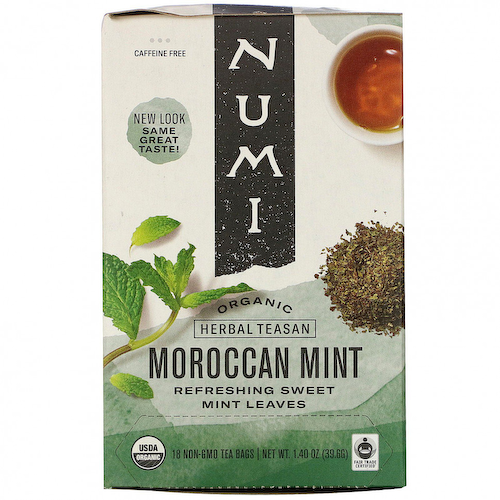 Numi Tea, Organic Herbal Teasan, марокканская мята, без кофеина, 18 чайных пакетиков, 39,6 г (1,40 унции) #1