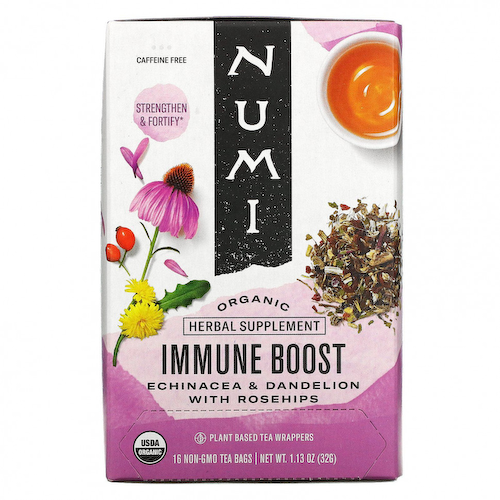 Numi Tea, Organic, Immune Boost, без кофеина, 16 чайных пакетиков без ГМО, 32 г (1,13 унции) #1